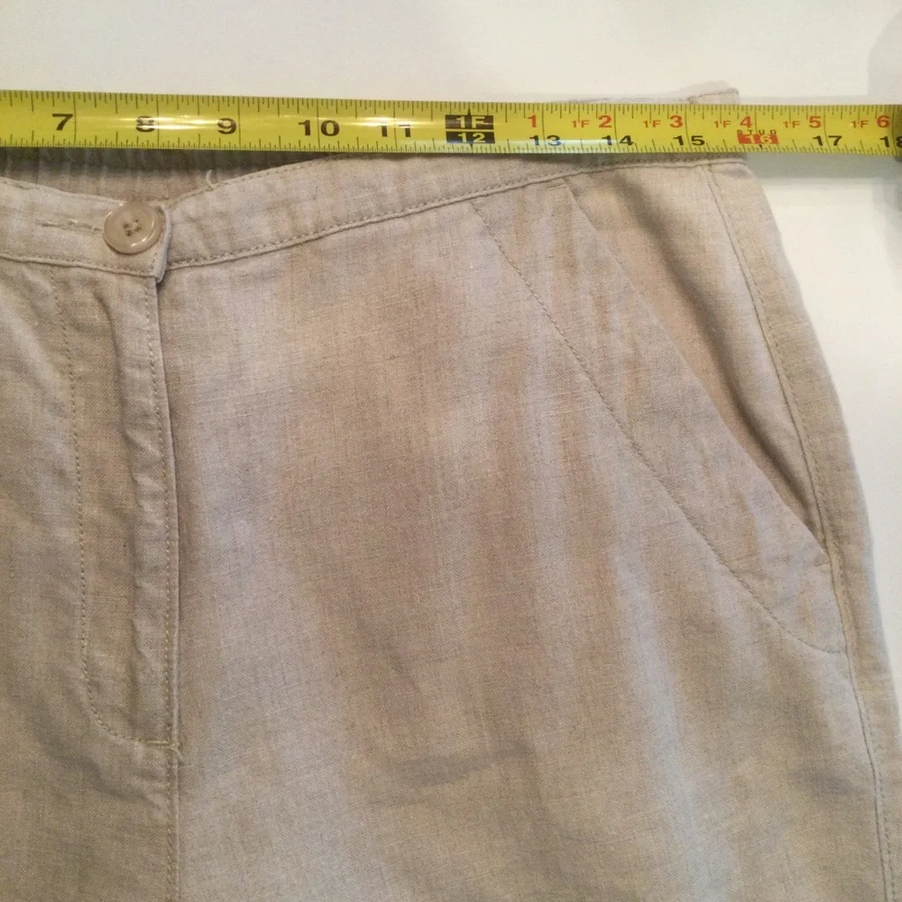 L.L.Bean Beige Wide Legged Linen Pants Size 12 - Picture 8 of 11